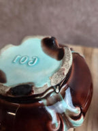 Ensemble ancien en barbotine majolique – plateau et 4 petits pots – Art Nouveau