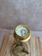 Grande lampe vintage en laiton moulé – Phénix – socle en onyx – années 60/70