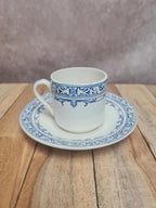Tasse et sous-tasse ancienne Terre de fer Colbert Creil & Montereau bleu
