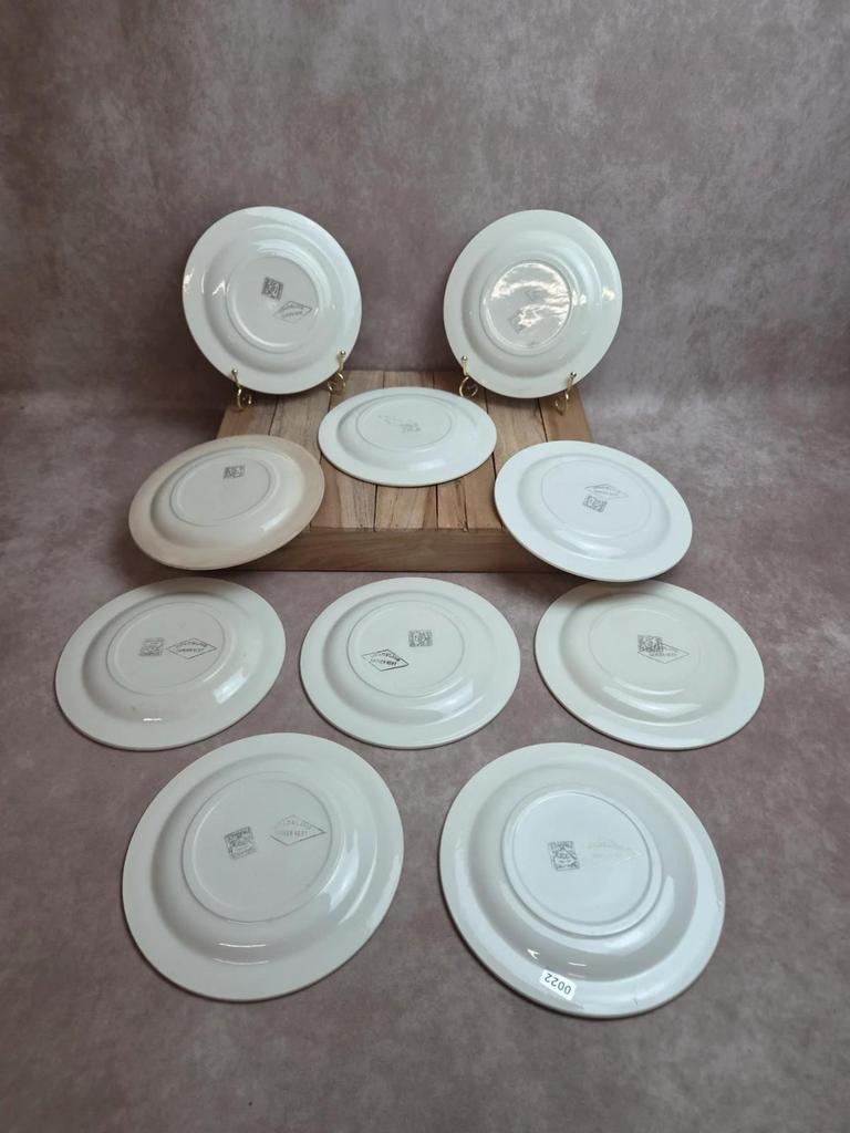 Lot de 10 assiettes à dessert Salins – Opaceline Jamier Vert – damier vintage