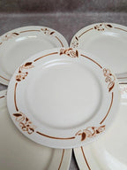 Lot de 6 assiettes terre de fer Hbcm Narcisse décor floral marron