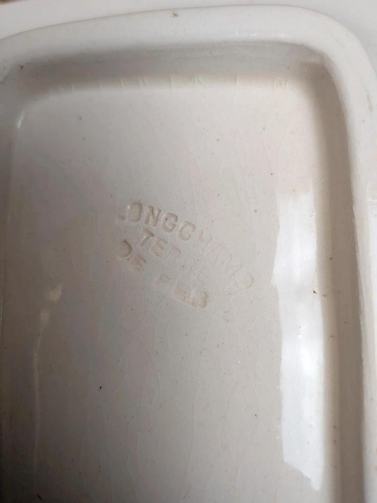 Ancien ensemble de toilette en terre de fer Longchamp rose