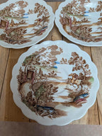 Lot de 3 soucoupes anciennes Staffordshire Coaching Days Ridgway