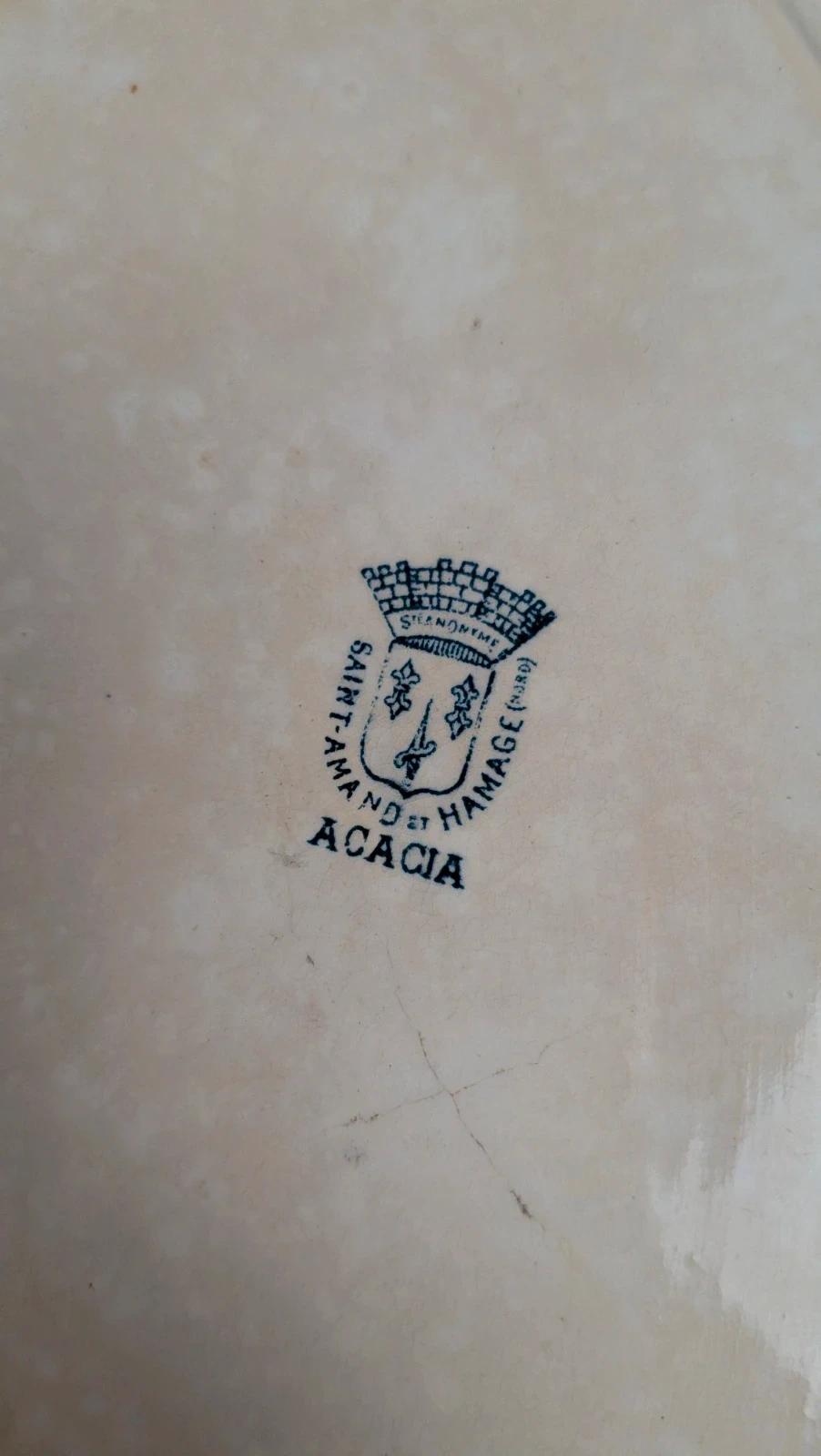 Plat ovale ancien Saint-amand Hamage modèle Acacia