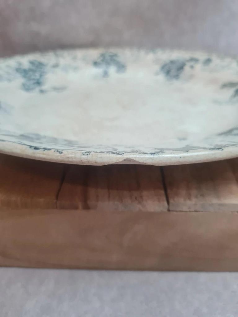 Plat ancien Terre de Fer Hb & Cie Choisy-le-roi modèle Floreal 32 cm