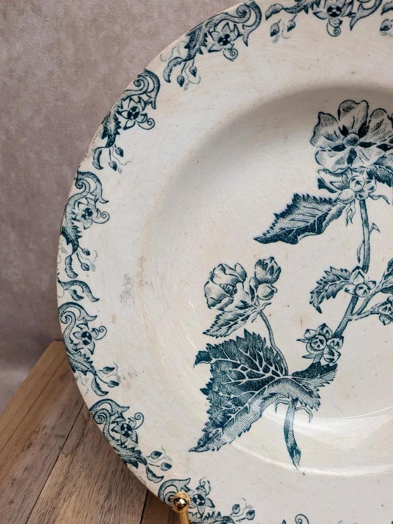 Assiette creuse ancienne Terre de Fer décor floral