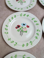 Lot de 6 assiettes plates en terre de fer Digoin Sarreguemines – Modèle Poupette – Vintage