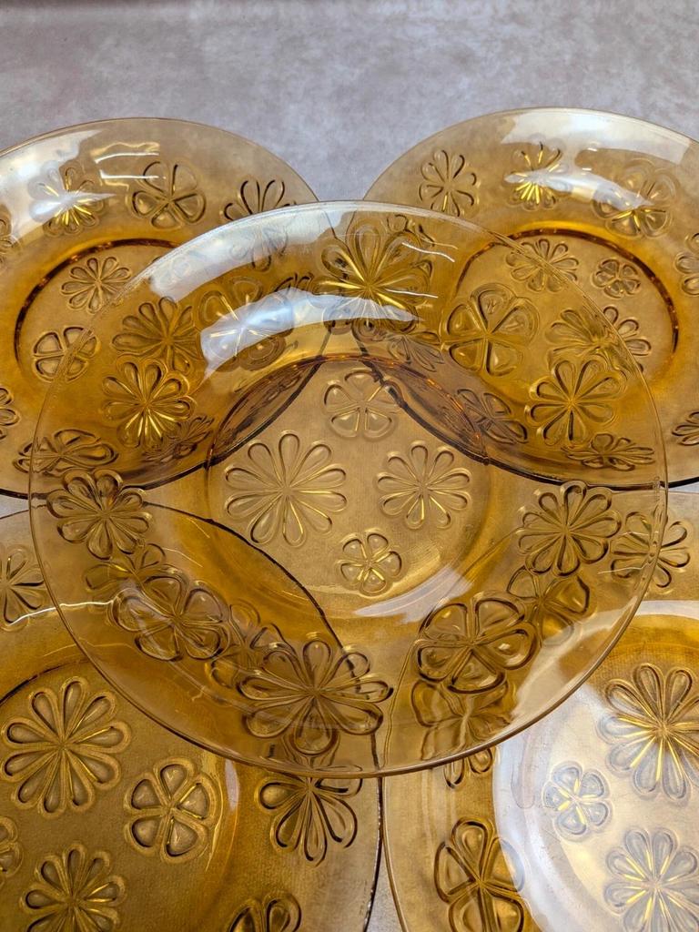 Lot de 5 assiettes creuses vintage Vereco ambre