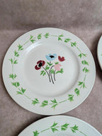 Lot de 6 assiettes plates en terre de fer Digoin Sarreguemines – Modèle Poupette – Vintage