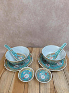 Service chinois vintage pour 2 personnes – porcelaine Mun Shou