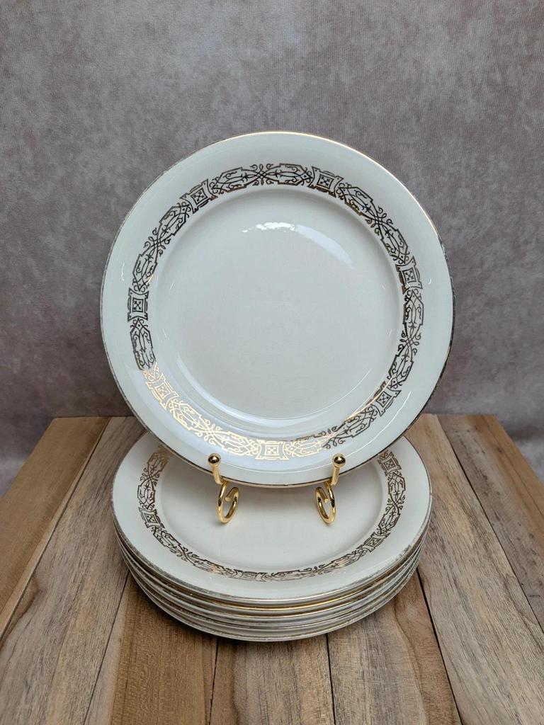 Lot de 7 assiettes à dessert Villeroy & Boch – décor doré vintage
