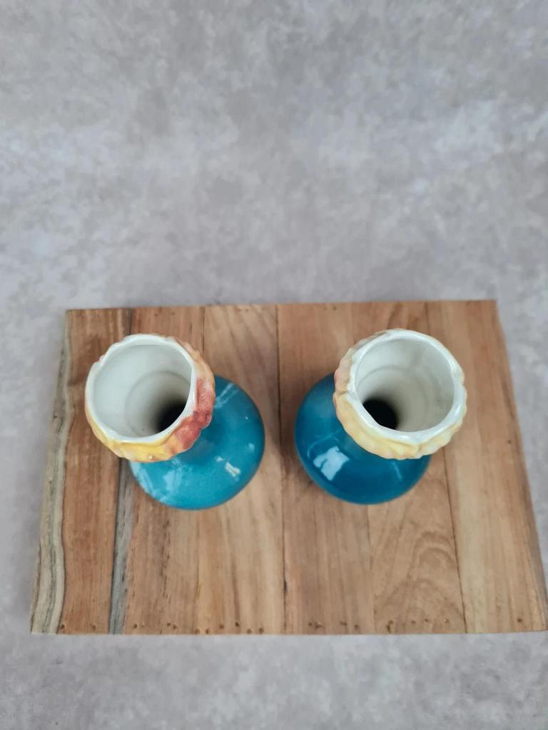 🌸 Paire de petits vases soliflores anciens numérotés 396 🌸