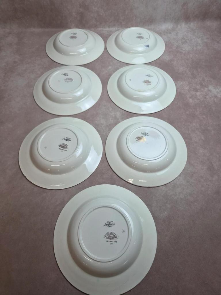7 assiettes creuses Digoin Sarreguemines Champagne – Porcelaine opaque – Terre de fer vintage