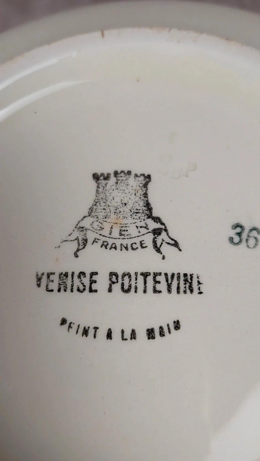 Soupière / saladier Gien Venise Poitevine peint à la main