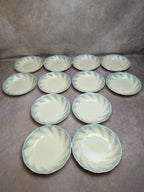 12 assiettes creuses Terre de fer Salins décor bleu nuagé
