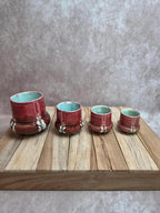 Ensemble ancien en barbotine majolique – plateau et 4 petits pots – Art Nouveau