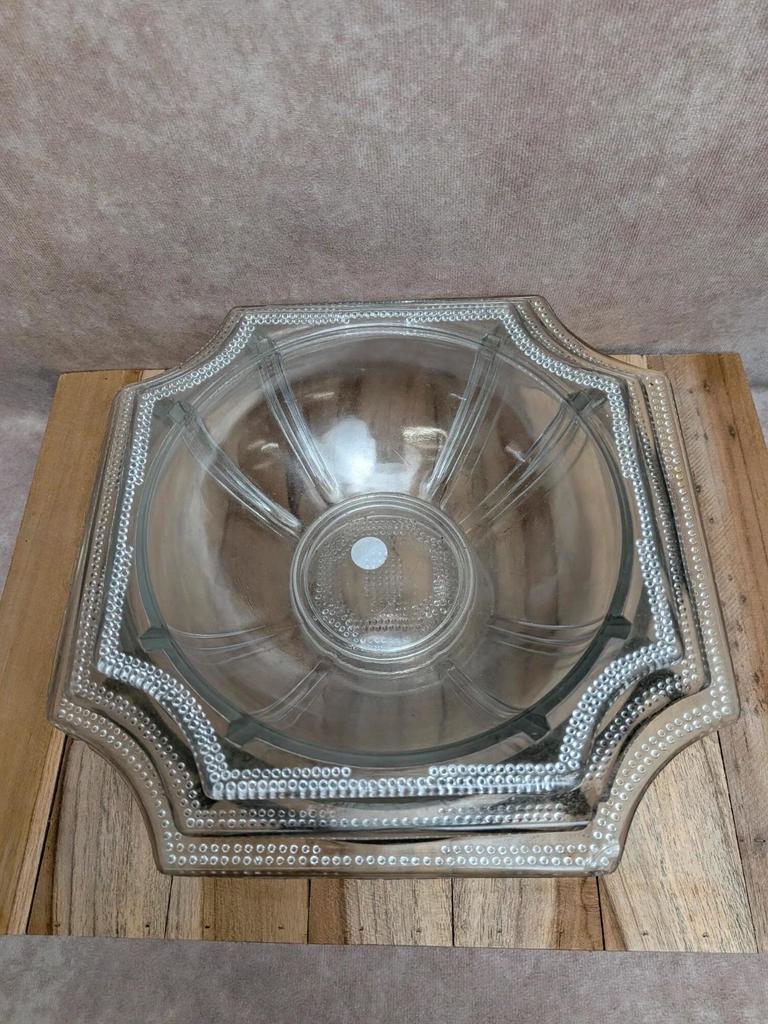 Lot de 3 saladiers Art Déco en verre moulé – décor perlé