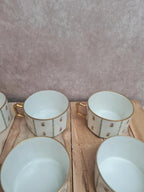 Lot de 6 tasses et soucoupes anciennes Limoges Drb – Art Déco doré 🌸