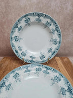 Lot de 2 assiettes creuses anciennes, Terre de Fer, Saint-amand modèle Prima
