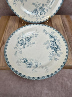 Lot de 2 assiettes plates anciennes Terre de Fer – Hippolyte Boulenger & Cie – modèle Roscoff