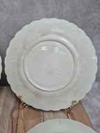 Lot de 4 assiettes à dessert anciennes terre de fer décor floral bleu et vert 🌿
