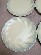 6 assiettes plates Terre de fer Salins décor bleu nuagé