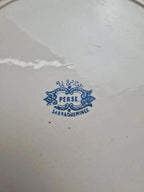 Grand plat Terre de Fer Sarreguemines Perse décor oriental bleu Xixe