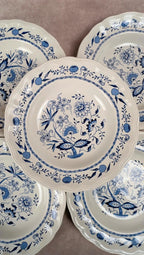 Lot de 5 assiettes creuses Lunéville décor bleu traditionnel