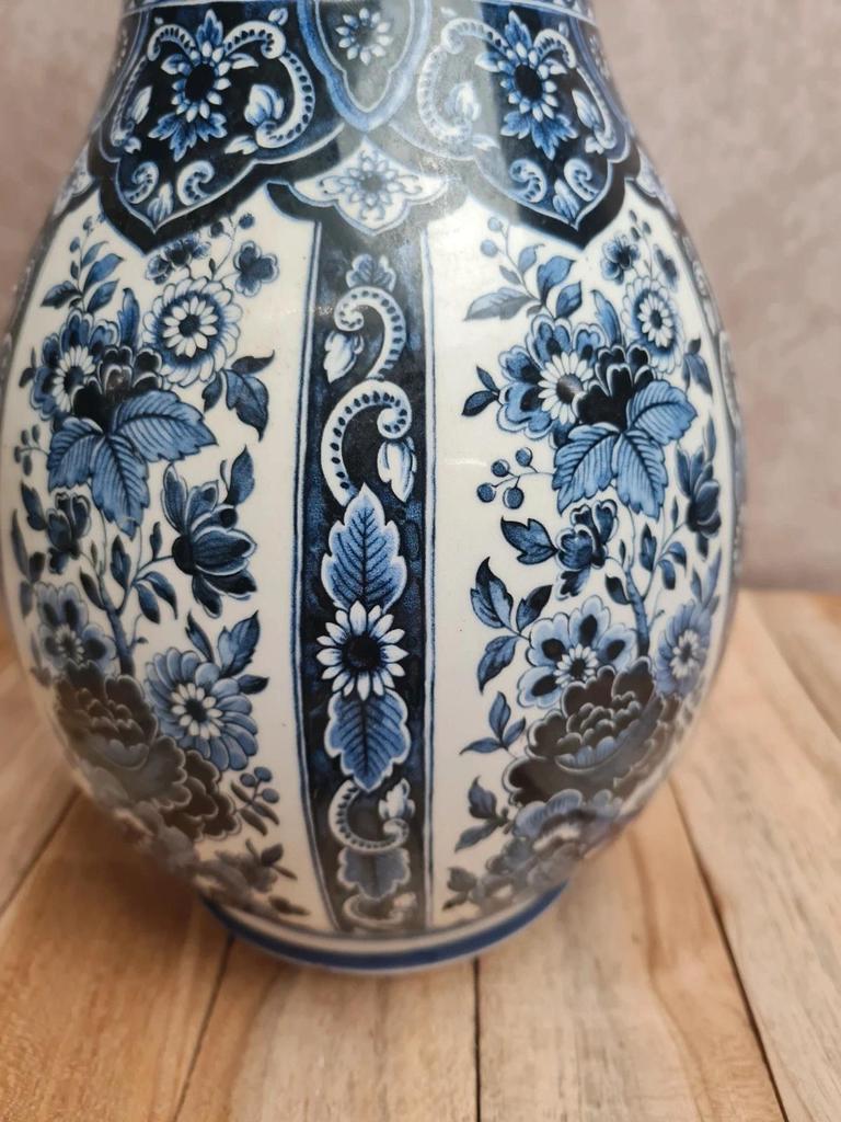 Vase vintage Delfia bleu et blanc – Grand modèle floral – Esprit Delft / hollandais 💙