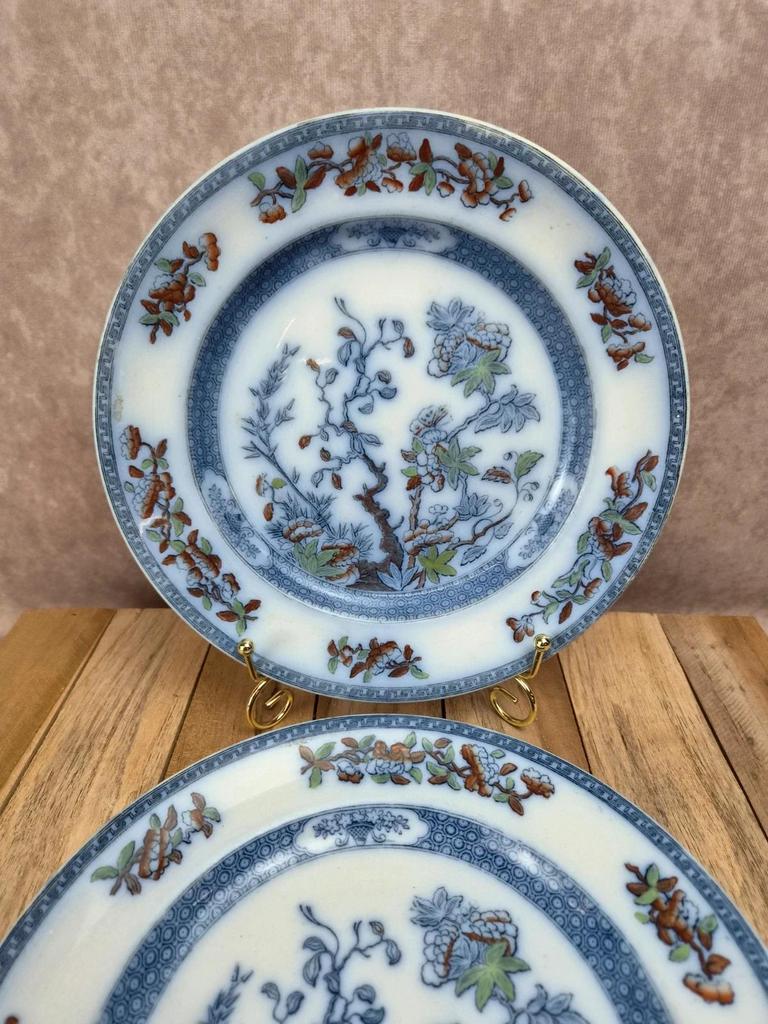 Lot de 2 assiettes plates / semi-creuses vintage Copeland England – décor japonisant