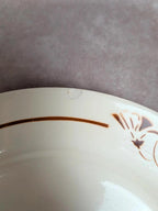 Lot de 6 assiettes terre de fer Hbcm Narcisse décor floral marron