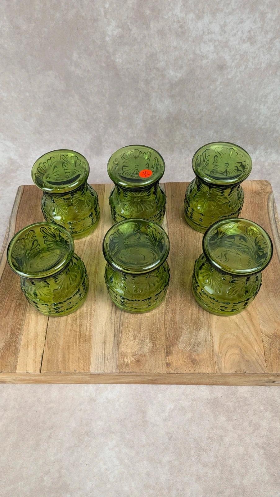 Service à orangeade/citronnade vintage carafe 6 verres verts Italie