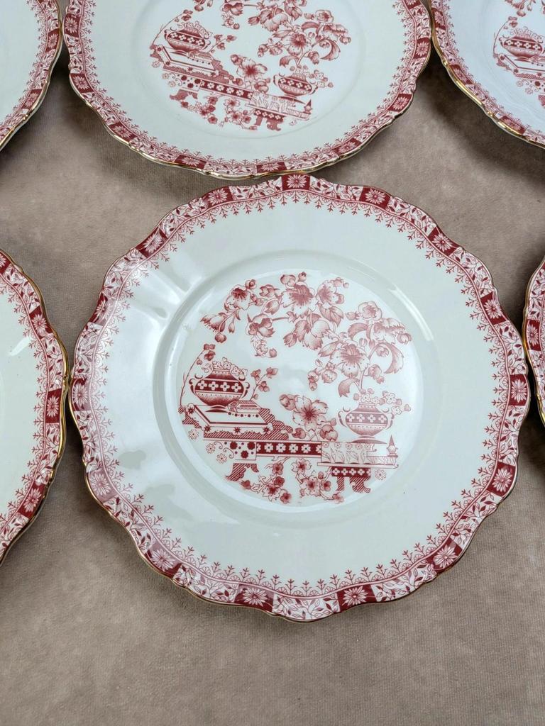 Lot de 12 assiettes plates Seltmann Weiden Bavaria Theresia rouge
