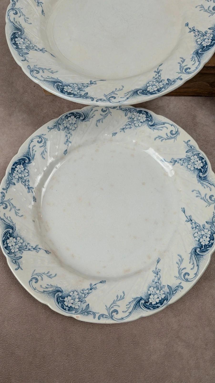 Lot de 6 assiettes plates anciennes Kg Lunéville – modèle Angèle