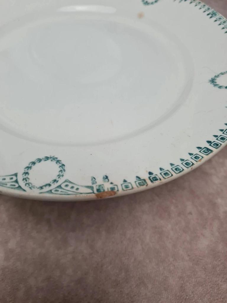 Lot de 4 assiettes anciennes Terre de fer Saint-amand décor vert 🌿