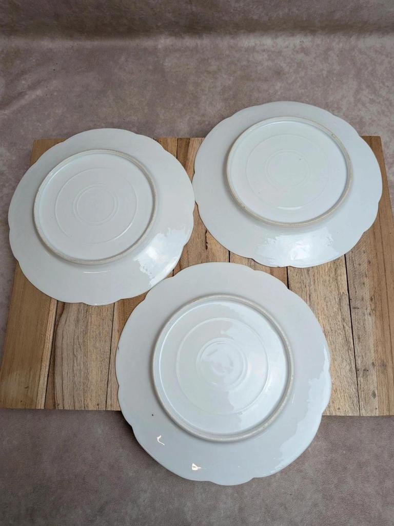 Lot de 3 assiettes anciennes en porcelaine décor floral