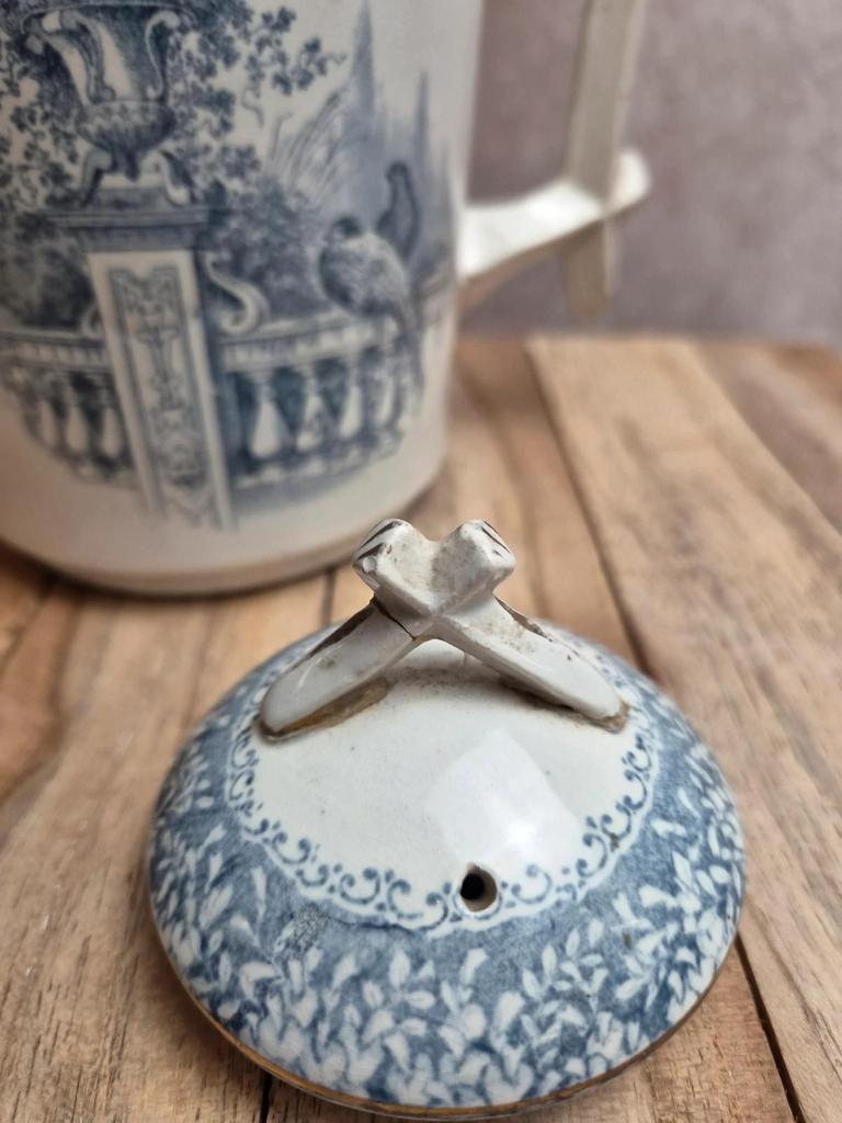Théière Terre de fer Creil et Montereau Khiva décor bleu Xixe – rare