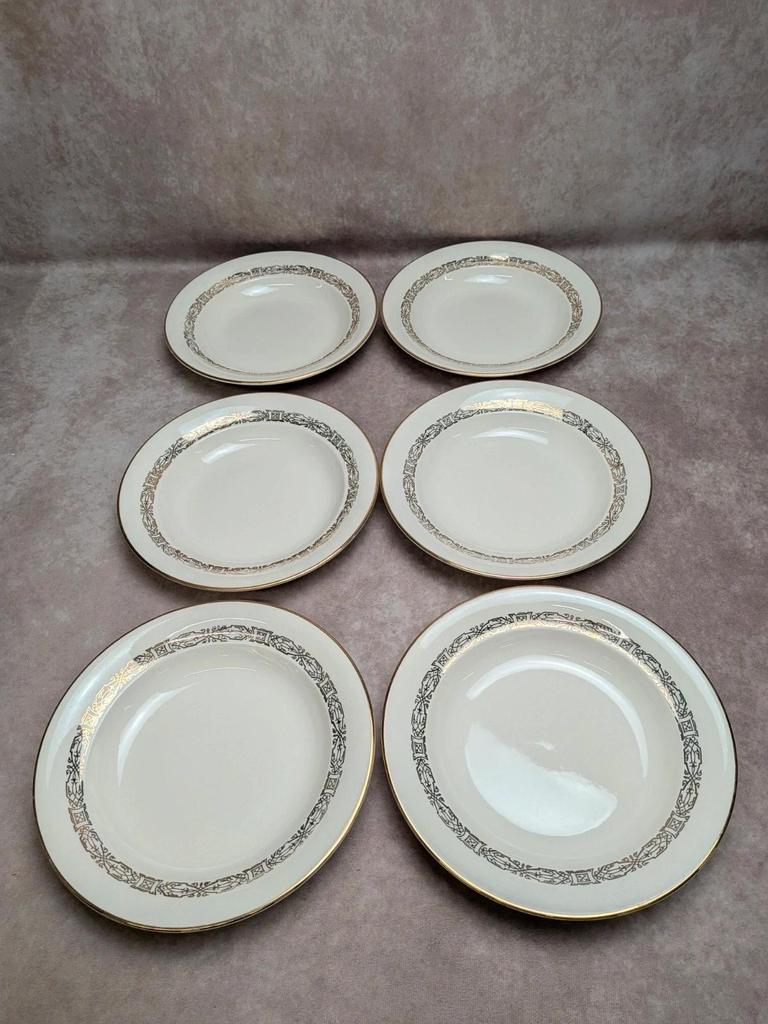 Lot de 6 assiettes creuses Villeroy & Boch – décor doré vintage