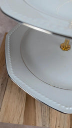 Serviteur 2 étages en porcelaine Schirnding Bavaria doré vintage