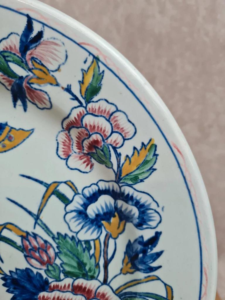 Assiette ancienne Gien Xixe – décor Corne d’abondance peint main 🎨🍃