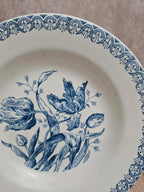 Lot de 3 assiettes creuses Gien modèle Tulipes bleu ancien 🌿💙
