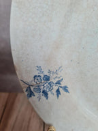Lot 4 assiettes à dessert anciennes Terre de Fer décor œillet bleu 💙
