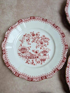Lot de 6 assiettes Seltmann Weiden Bavaria Theresia rouge