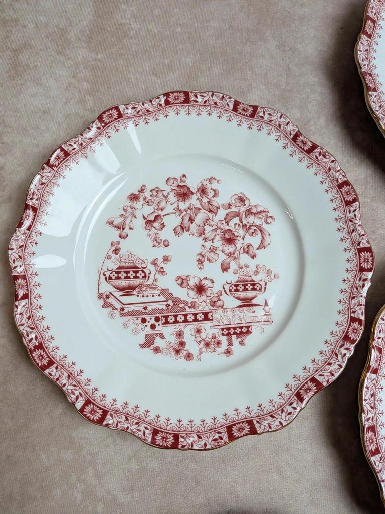 Lot de 6 assiettes Seltmann Weiden Bavaria Theresia rouge