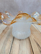 Abat-jour vintage en verre ambré irisé – tulipe