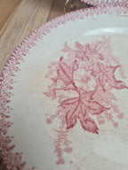 Lot de 2 assiettes à dessert anciennes Églantine Onnaing – décor rouge fleuri 🌿🍓