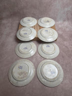 Lot de 8 assiettes à dessert anciennes anglaises J. Marshall & Co Bosphorus faïence violette Xixe