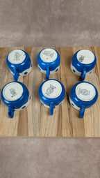 Lot de 6 tasses & soucoupes Sarreguemines – Art déco bleu