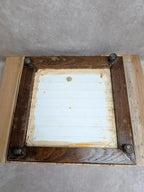 Dessous de plat ancien bois & faïence florale