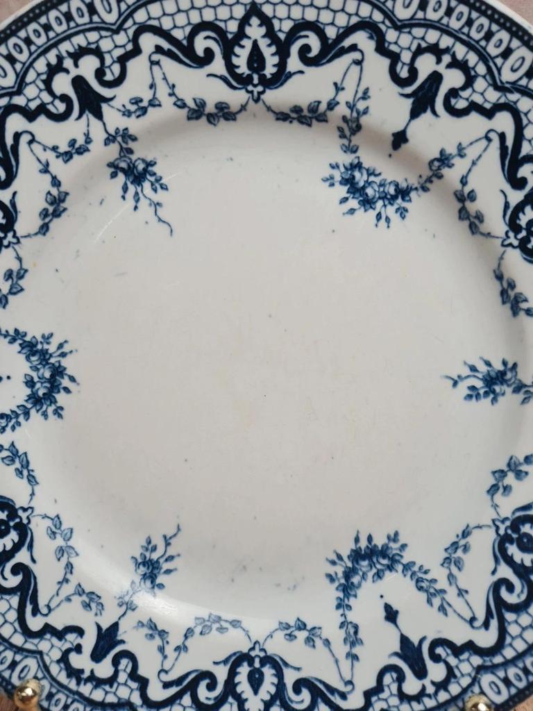 Assiette plate ancienne Creil & Montereau “guirlandes” décor bleu 💙